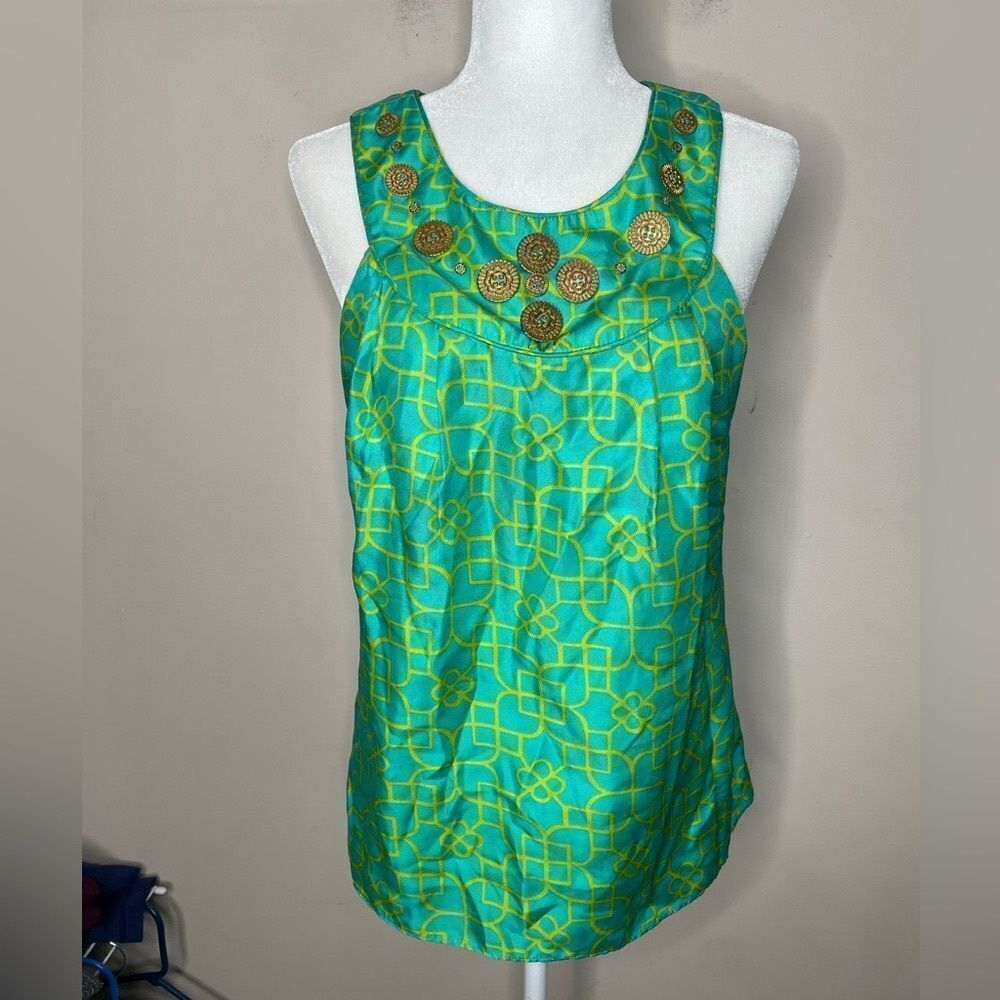 Milly New York Silk Sleeveless Embellished Top